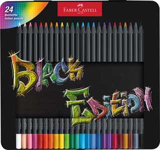 Cartoleria Astuccio metallo da 24 matite colorate triangolari Black Edition Faber-Castell