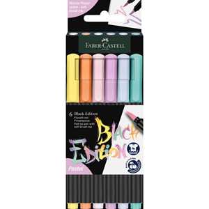 Cartoleria Astuccio in cartone da 6 pennarelli Black Edition con punta a pennello Faber-Castell
