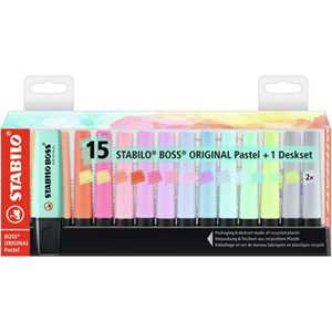 Cartoleria Evidenziatore - STABILO BOSS ORIGINAL Pastel Desk-Set - 15 Evidenziatori in 14 colori assortiti Stabilo