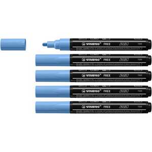Cartoleria Marker acrilico - STABILO FREE Acrylic - T300 Punta rotonda 2-3mm - Confezione da 5 - Blu Cobalto STABILO