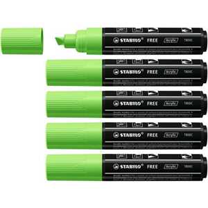 Cartoleria Marker acrilico - STABILO FREE Acrylic - T800C Punta a scalpello 4-10mm - Confezione da 5 - Verde chiaro STABILO