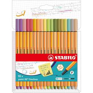 Cartoleria Fineliner - STABILO point 88 - Astuccio da 18 - Soft Colors - Colori assortiti STABILO