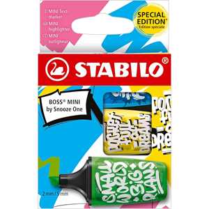 Cartoleria Evidenziatori STABILO BOSS mini by SNOOZE ONE conf. 3 colori assortiti verde, blu e giallo  07/03-61 Stabilo