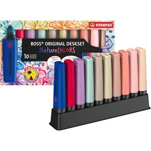 Cartoleria Evidenziatore - STABILO BOSS ORIGINAL NatureCOLORS Wildflower - Desk-Set - 10 Colori assortiti Stabilo