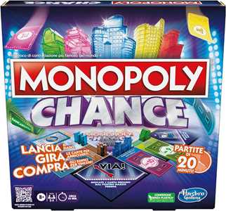 Giocattolo Monopoly Chance - gioco da tavolo, gioco per famiglie di Monopoly veloce da 2 a 4 giocatori, 20 min. circa Hasbro