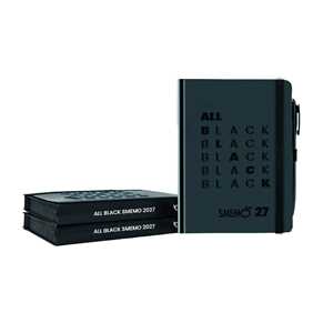 Cartoleria Diario 2026/2027 giornaliero Smemoranda 12 mesi Smemo All Black, 12x16,5 Smemoranda