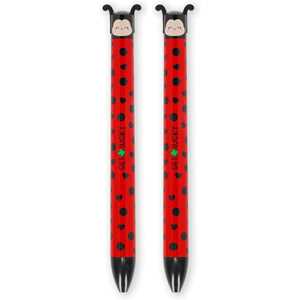 Cartoleria Legami - Penna Click&Clack a Due Colori, Tema Ladybug, Inchiostro Nero e Rosso, Penna a Scatto Legami