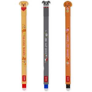 Cartoleria Legam Set di 3 Penne Gel Cancellabili Fur-ever Friends, Penne con Inchiostro Cancellabile Termosensibile, Nero, Blu, Rosso Legami