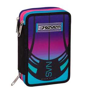 Cartoleria Astuccio rettangolare 3 Zip Seven Nuanced, 12,5 x 20 x 7 cm Seven