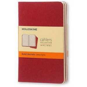 Cartoleria Quaderno Cahier Journal Moleskine pocket a righe rosso. Cranberry Red. Set da 3 Moleskine